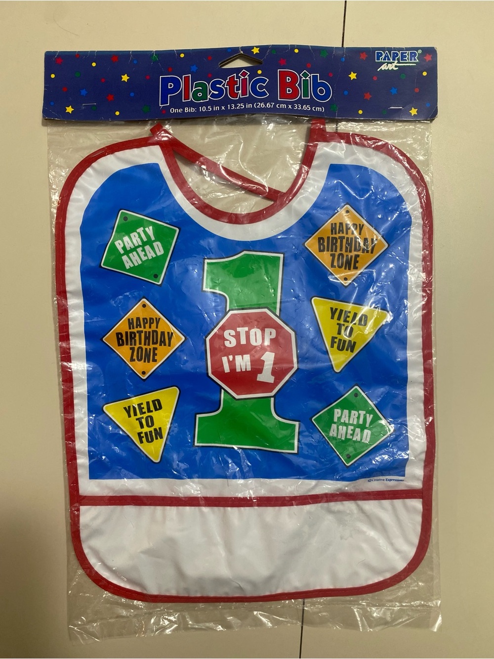 1st Birthday Plastic Bib Boy Girl Party PVC Washable Blue Cake Smash